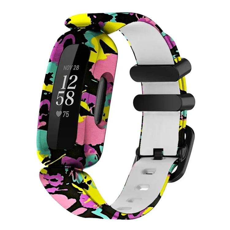 xDfind Black Buckle Painting Integrated Silicone Watch Band, For Fitbit Ace 3 / Inspire2