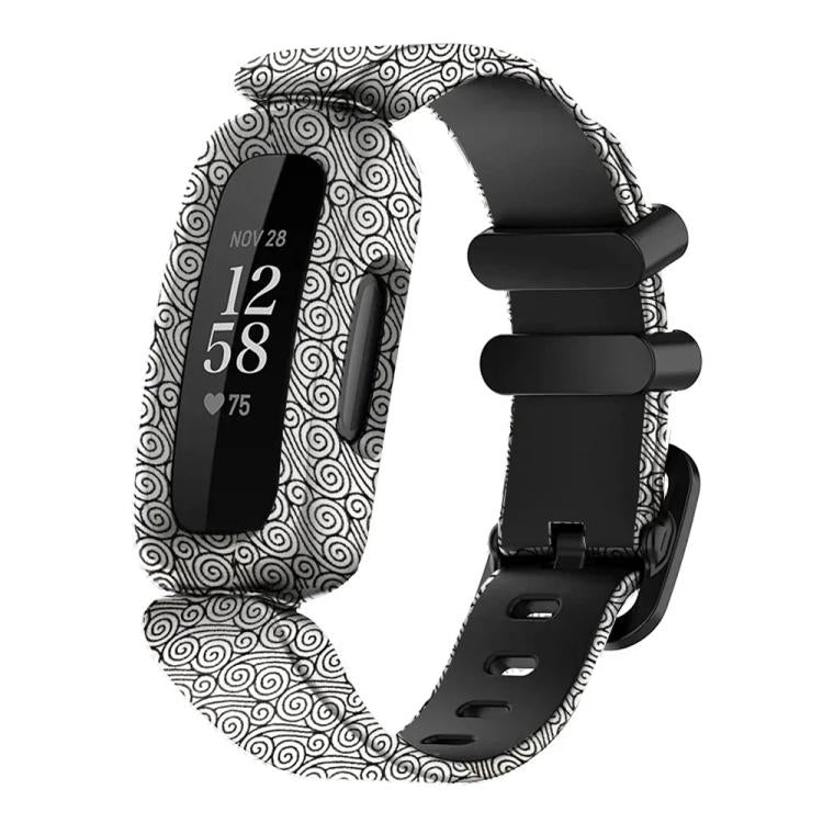 xDfind Black Buckle Painting Integrated Silicone Watch Band, For Fitbit Ace 3 / Inspire2