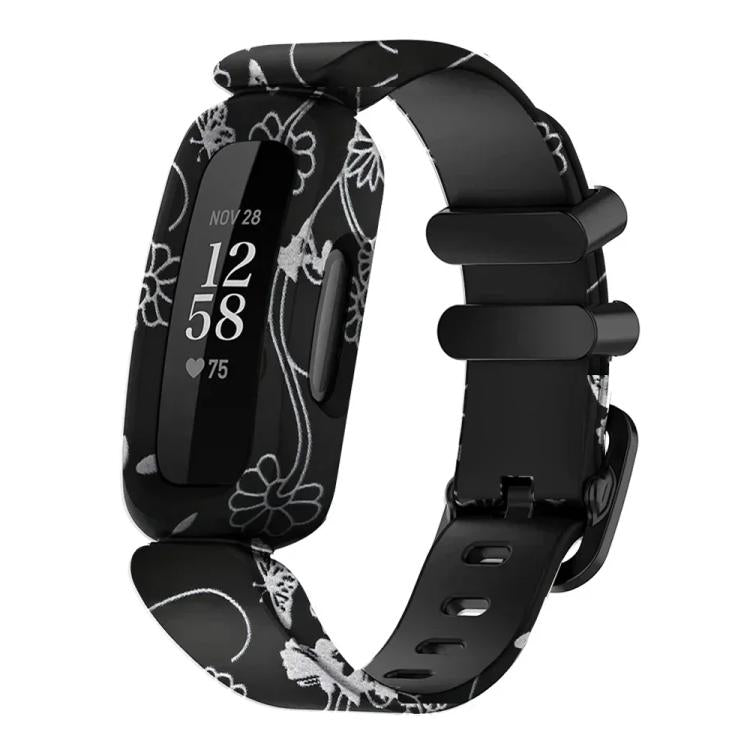 xDfind Black Buckle Painting Integrated Silicone Watch Band, For Fitbit Ace 3 / Inspire2