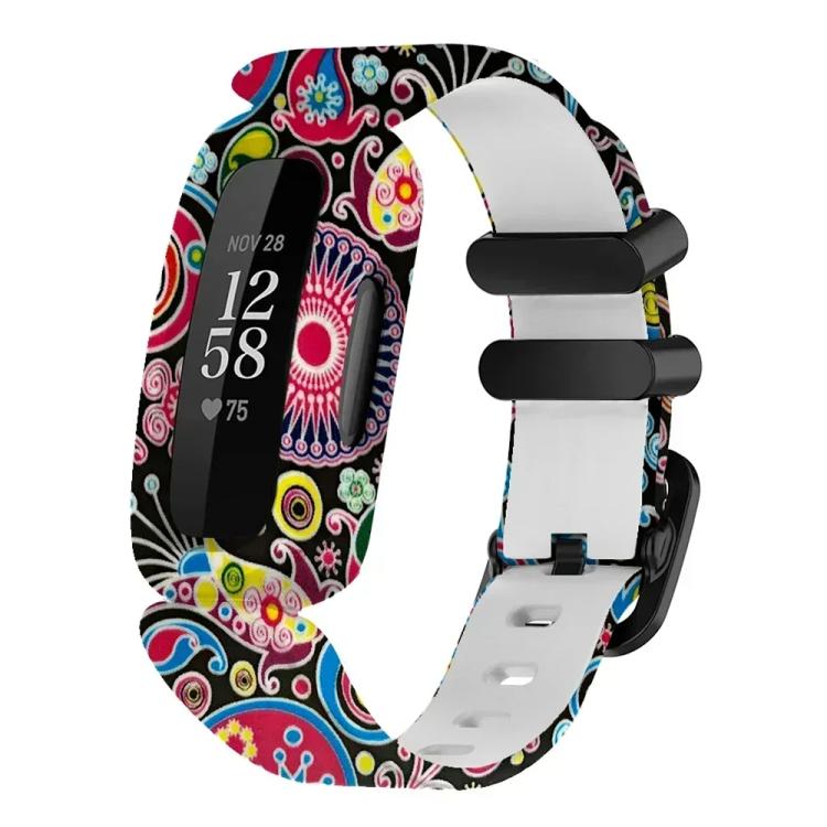 xDfind Black Buckle Painting Integrated Silicone Watch Band, For Fitbit Ace 3 / Inspire2