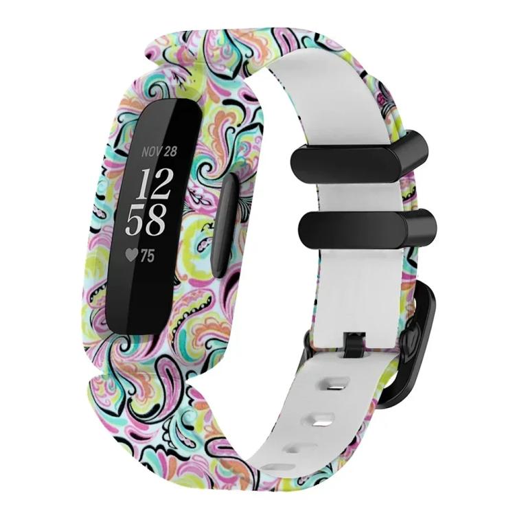 xDfind Black Buckle Painting Integrated Silicone Watch Band, For Fitbit Ace 3 / Inspire2