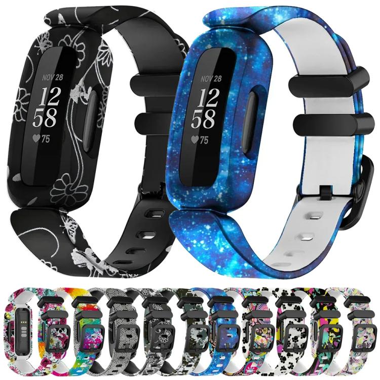 xDfind Black Buckle Painting Integrated Silicone Watch Band, For Fitbit Ace 3 / Inspire2