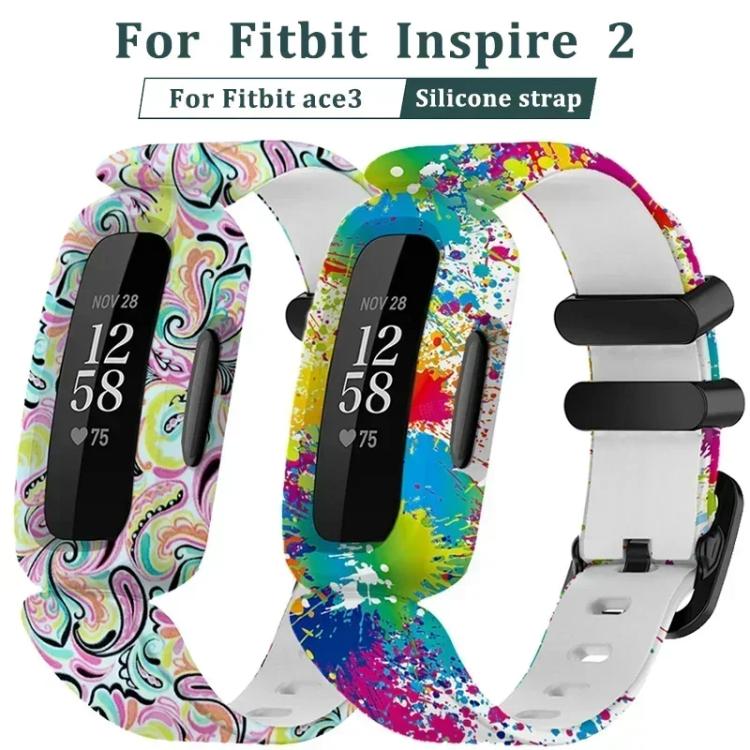 xDfind Black Buckle Painting Integrated Silicone Watch Band, For Fitbit Ace 3 / Inspire2