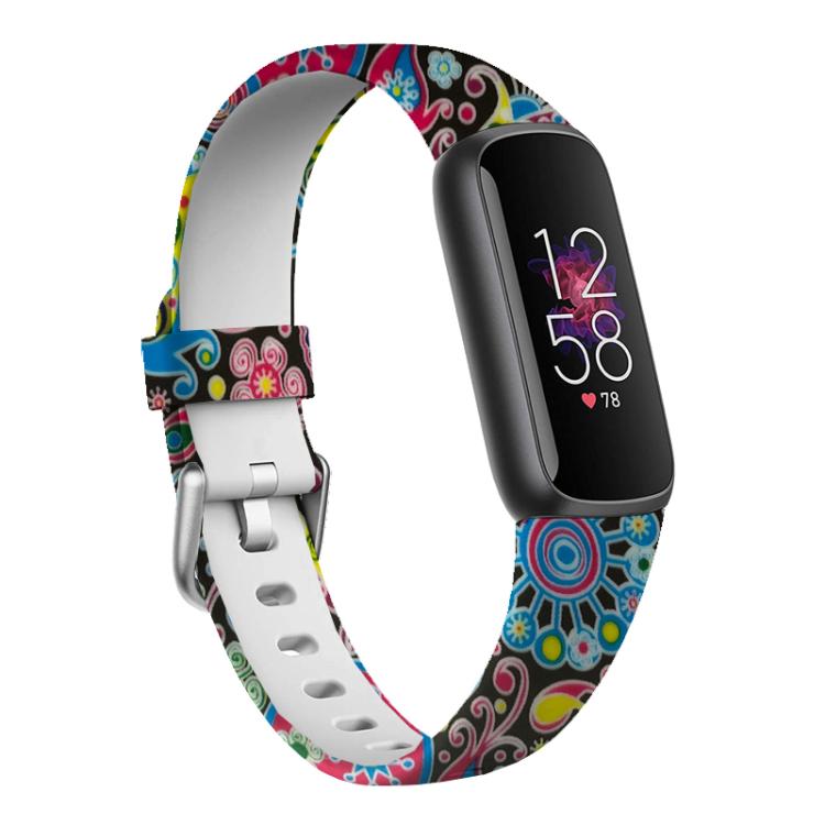 xDfind Silver Buckle Painting Silicone Watch Band For Fitbit Luxe, S