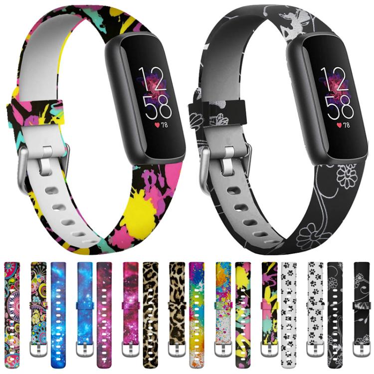xDfind Silver Buckle Painting Silicone Watch Band For Fitbit Luxe, L