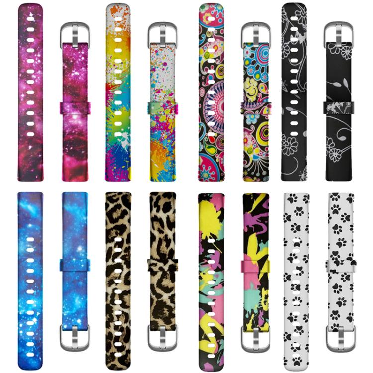 xDfind Silver Buckle Painting Silicone Watch Band For Fitbit Luxe, L