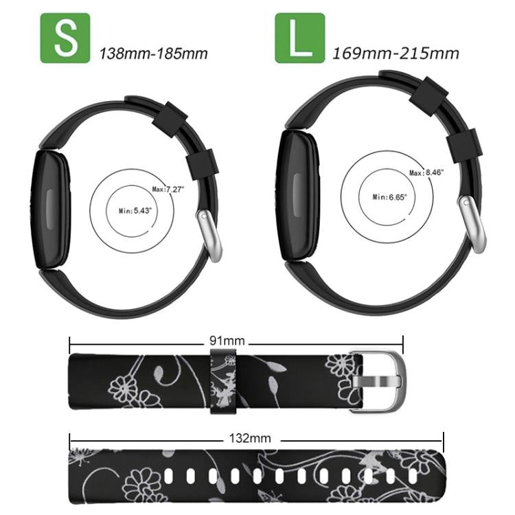 xDfind Silver Buckle Painting Silicone Watch Band For Fitbit Luxe, S