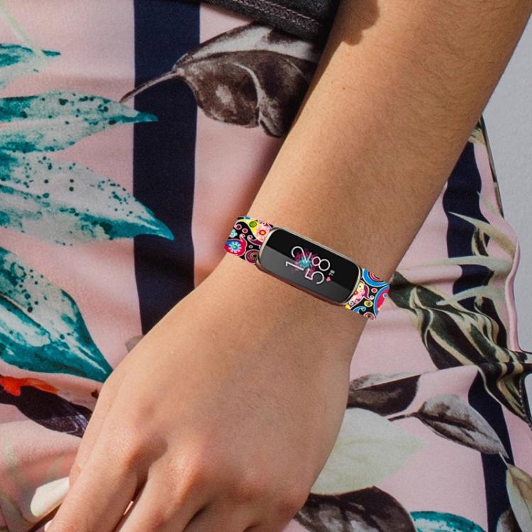 xDfind Silver Buckle Painting Silicone Watch Band For Fitbit Luxe, L
