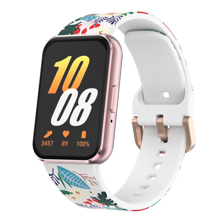 xDfind Gold Buckle Printed Silicone Watch Band, For Samsung Galaxy Fit3