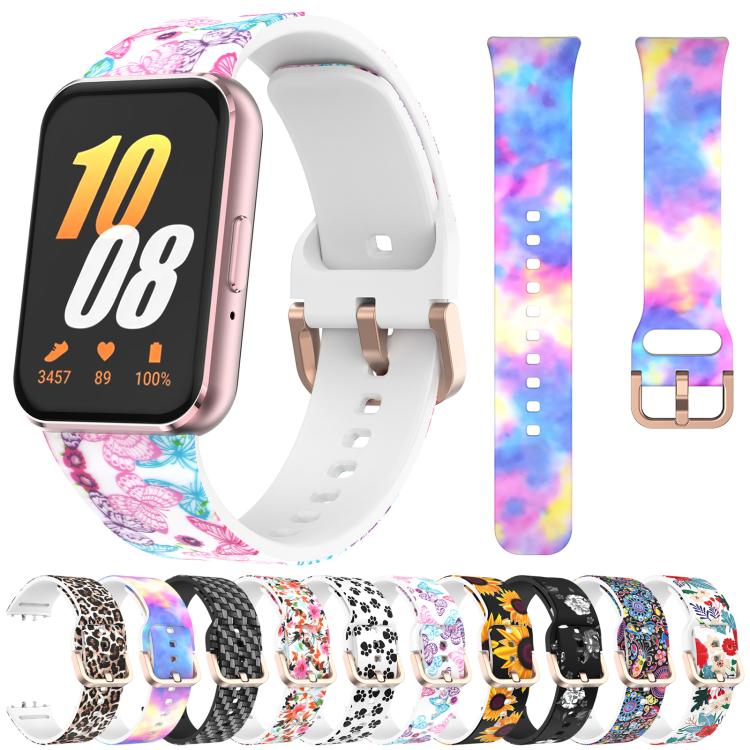 xDfind Gold Buckle Printed Silicone Watch Band, For Samsung Galaxy Fit3