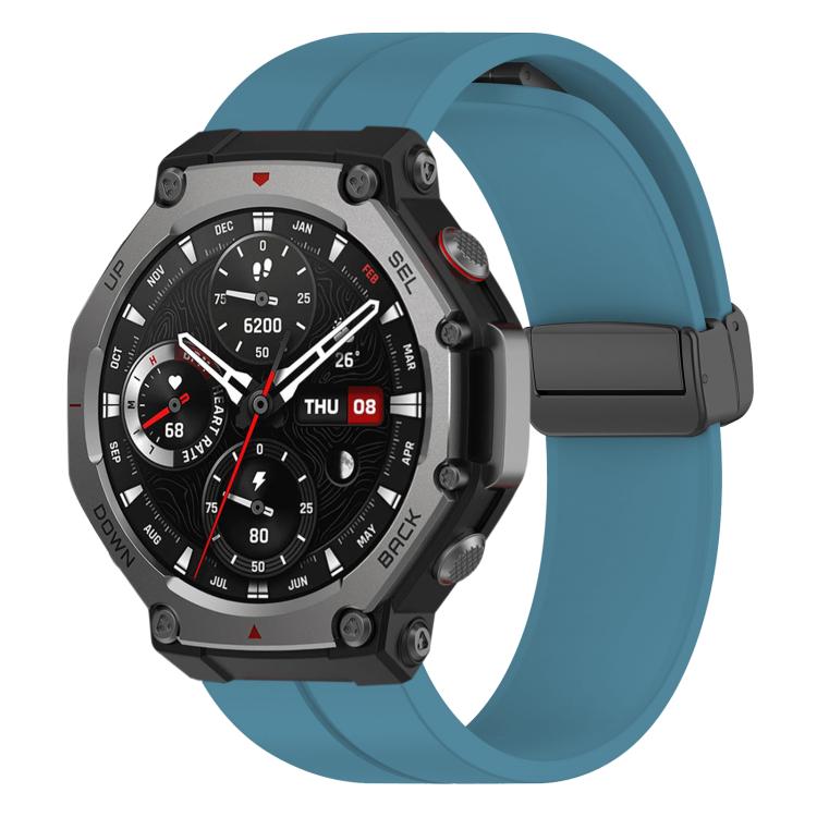 xDfind  Flat Head Groove Folding Black Buckle Silicone Watch Band, For Amazfit T-Rex 3