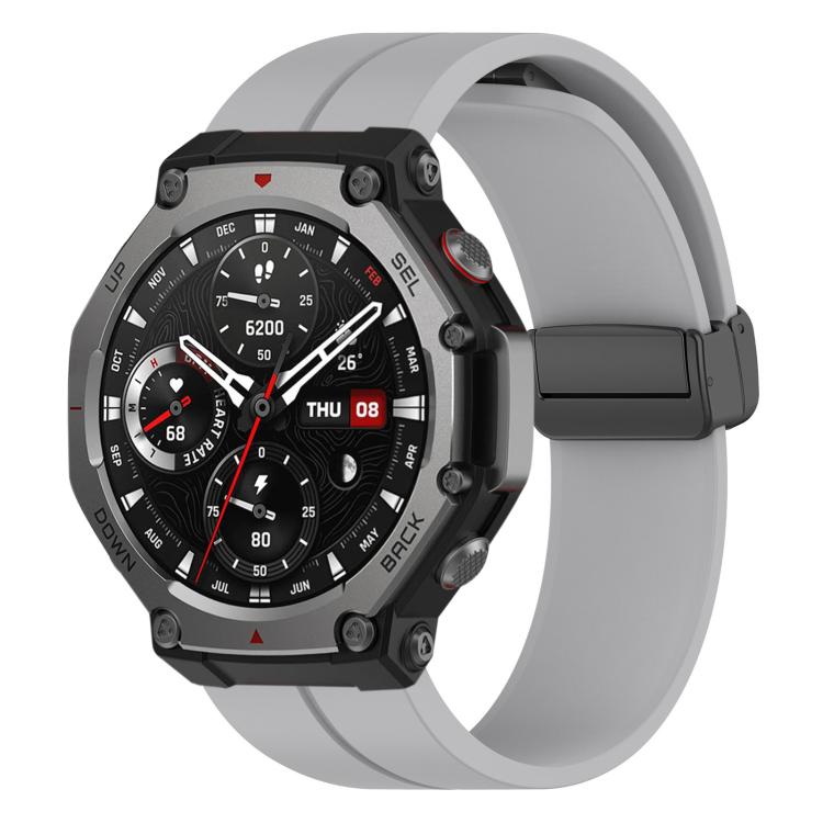 xDfind  Flat Head Groove Folding Black Buckle Silicone Watch Band