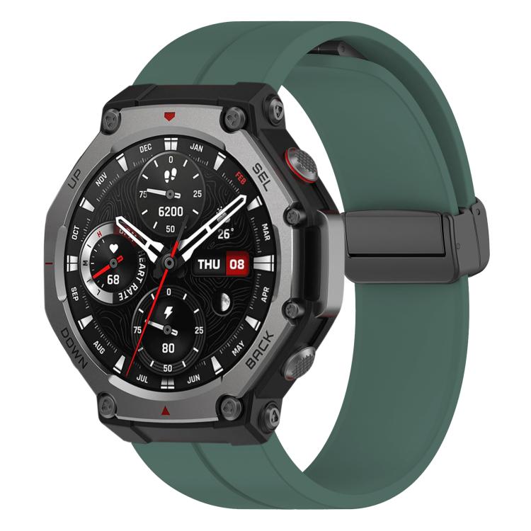 xDfind  Flat Head Groove Folding Black Buckle Silicone Watch Band, For Amazfit T-Rex 3