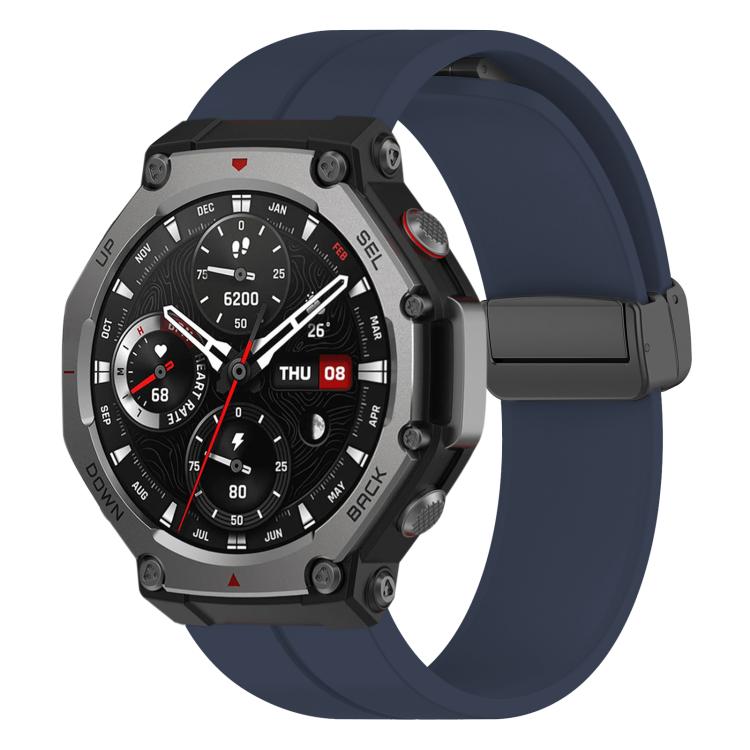 xDfind  Flat Head Groove Folding Black Buckle Silicone Watch Band