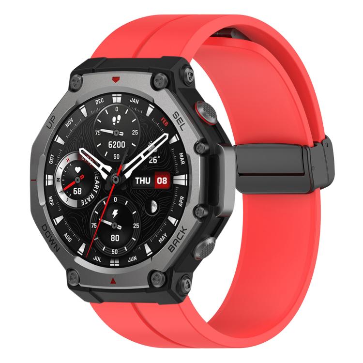 xDfind  Flat Head Groove Folding Black Buckle Silicone Watch Band, For Amazfit T-Rex 3