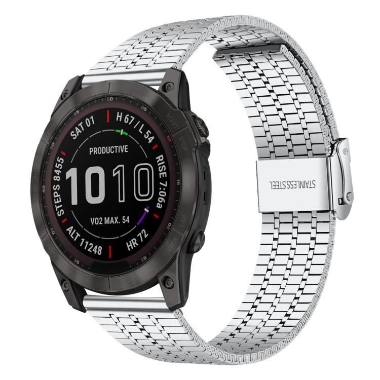 xDfind Seven Beads Buckle Stainless Steel Watch Band, For Garmin Fenix 8 / 7X / 6X / 5X 26mm