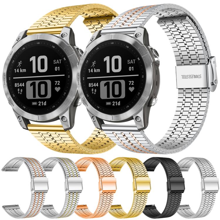 xDfind Seven Beads Buckle Stainless Steel Watch Band, For Garmin Fenix 8 / 7 / 6 / 5 22mm