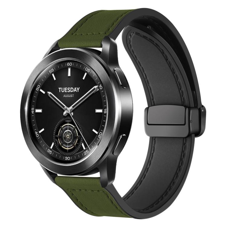 xDfind Crazy Horse Pattern Silicone Skin Magnetic Buckle Watch Band, 22mm