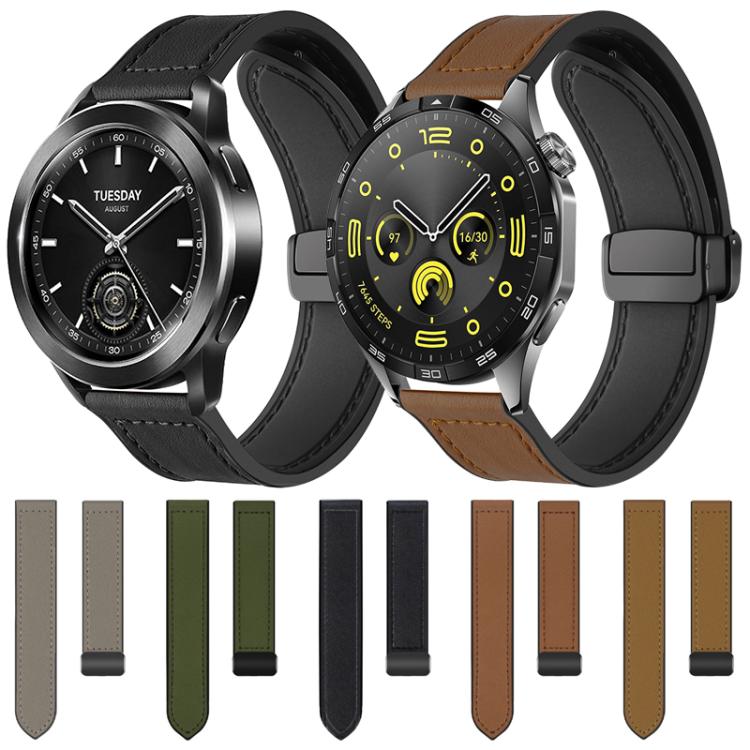 xDfind Crazy Horse Pattern Silicone Skin Magnetic Buckle Watch Band, 22mm