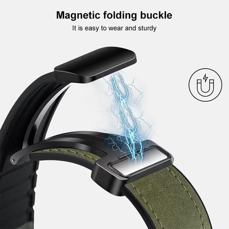 xDfind Crazy Horse Pattern Silicone Skin Magnetic Buckle Watch Band, 22mm