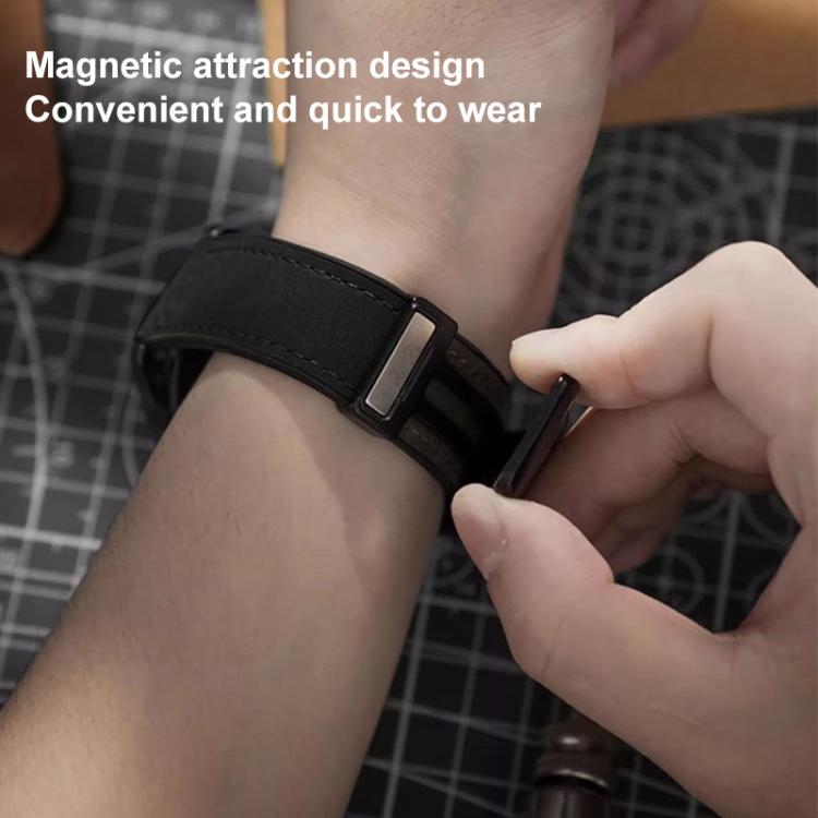 xDfind Crazy Horse Pattern Silicone Skin Magnetic Buckle Watch Band, 20mm