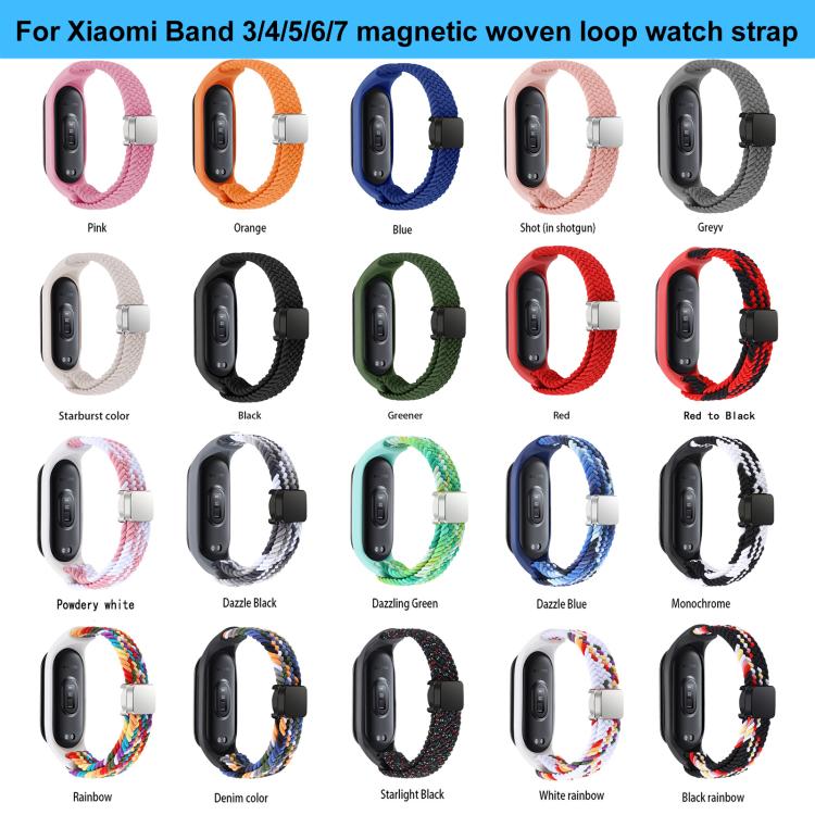 xDfind Watch Cover Integrated Braided Loop Magnetic Buckle Watch Band, For Xiaomi Mi Band 7 / 6 / 5 / 4 / 3