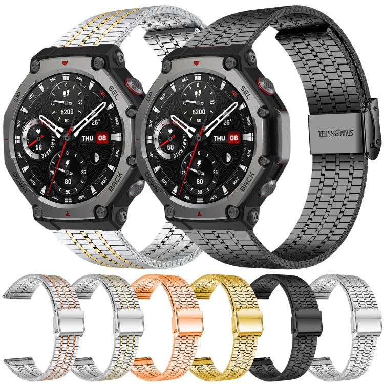 xDfind Seven Beads Buckle Stainless Steel Watch Band, For Amazfit T-Rex 3