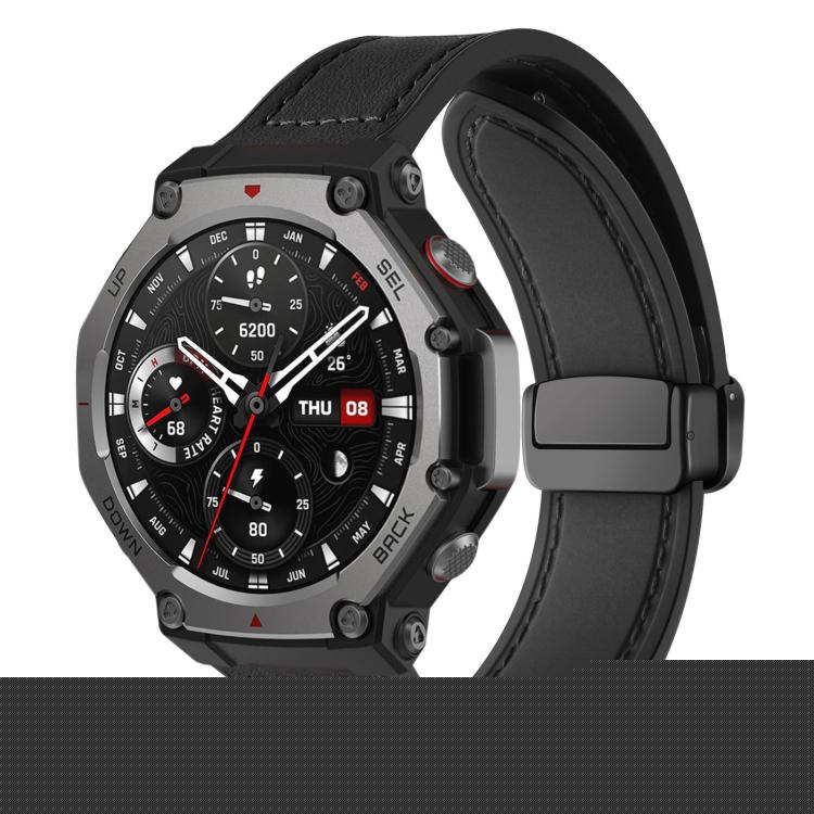 xDfind Crazy Horse Pattern Silicone Skin Magnetic Buckle Watch Band, For Amazfit T-Rex 3