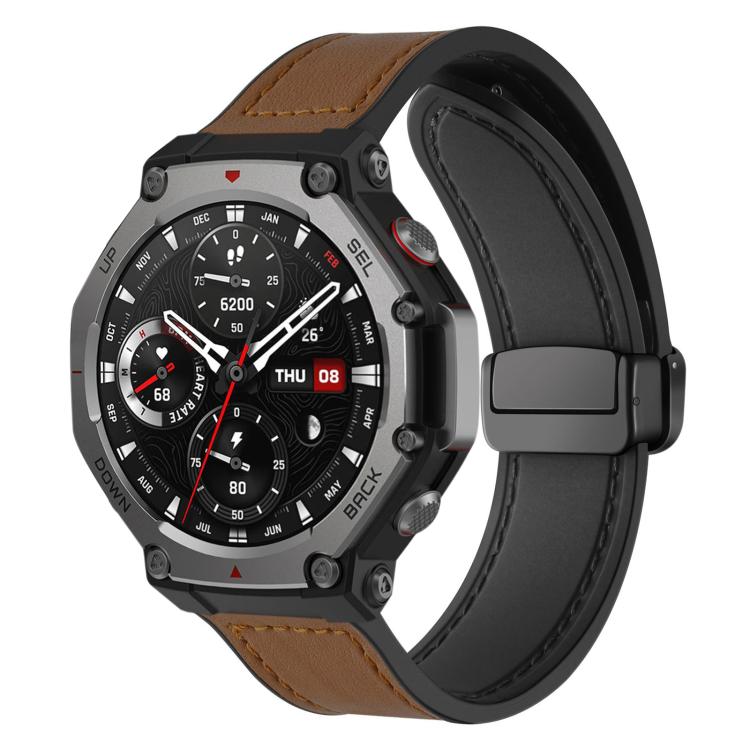 xDfind Crazy Horse Pattern Silicone Skin Magnetic Buckle Watch Band, For Amazfit T-Rex 3