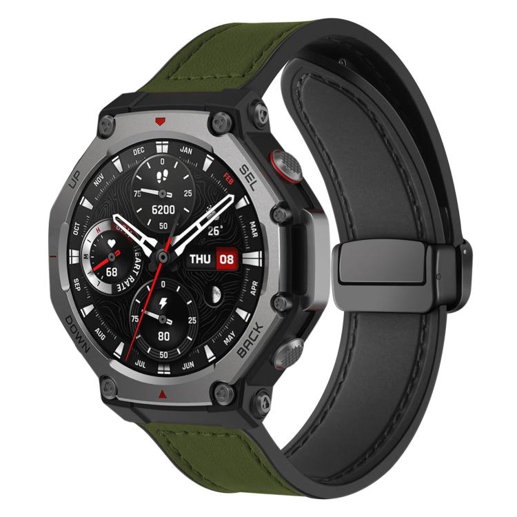 xDfind Crazy Horse Pattern Silicone Skin Magnetic Buckle Watch Band, For Amazfit T-Rex 3