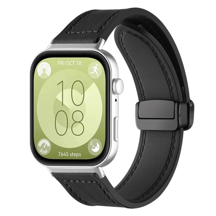 xDfind Crazy Horse Pattern Silicone Skin Magnetic Buckle Watch Band, For Huawei Watch Fit4 Pro / Fit4 / Fit3