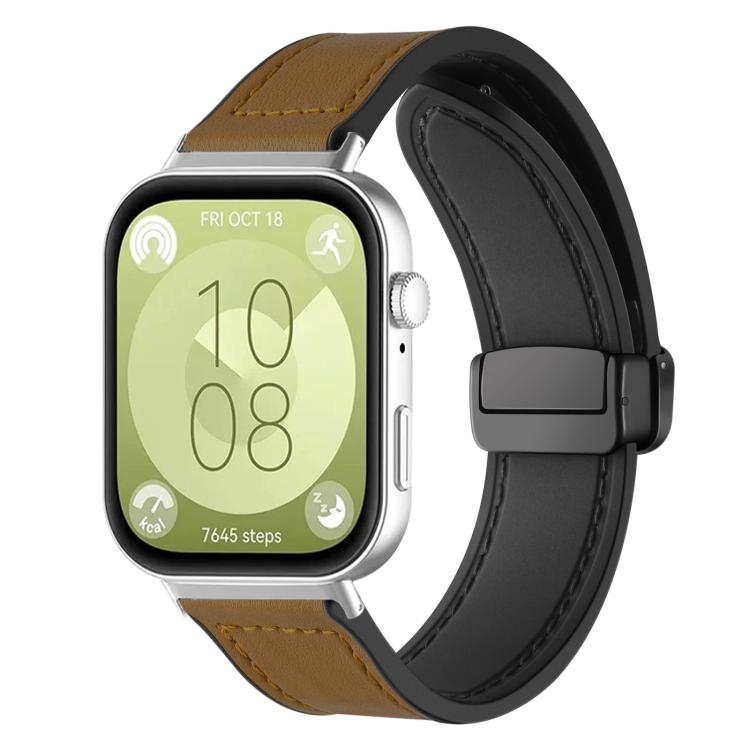 xDfind Crazy Horse Pattern Silicone Skin Magnetic Buckle Watch Band, For Huawei Watch Fit4 Pro / Fit4 / Fit3