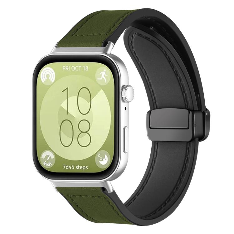 xDfind Crazy Horse Pattern Silicone Skin Magnetic Buckle Watch Band, For Huawei Watch Fit4 Pro / Fit4 / Fit3