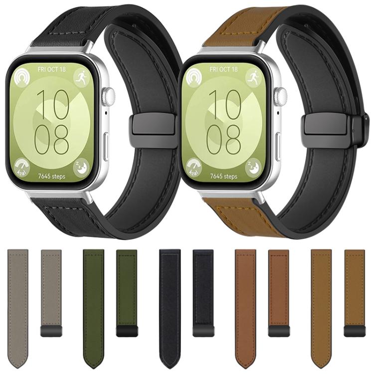 xDfind Crazy Horse Pattern Silicone Skin Magnetic Buckle Watch Band, For Huawei Watch D2