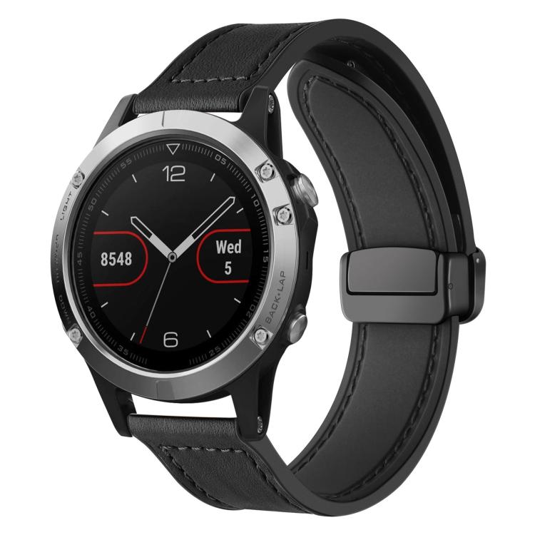 xDfind Crazy Horse Pattern Silicone Skin Magnetic Buckle Watch Band, For Garmin Fenix 8 / 7 / 6 / 5 22mm