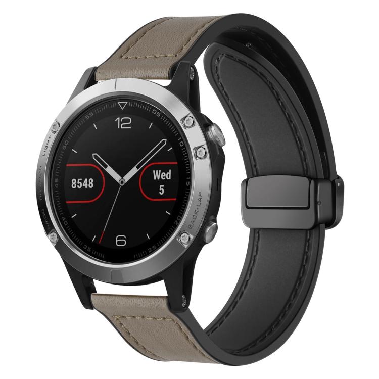 xDfind Crazy Horse Pattern Silicone Skin Magnetic Buckle Watch Band, For Garmin Fenix 8 / 7 / 6 / 5 22mm