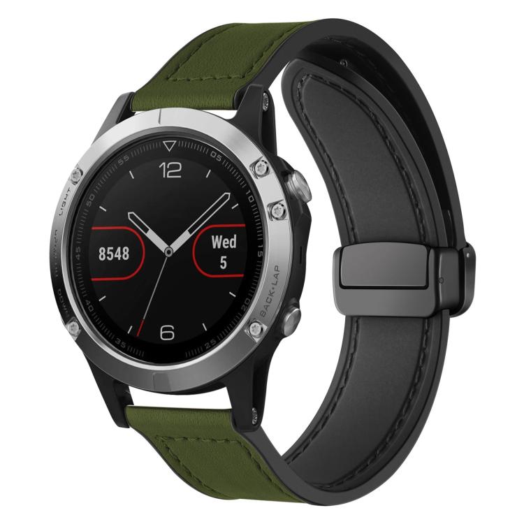 xDfind Crazy Horse Pattern Silicone Skin Magnetic Buckle Watch Band, For Garmin Fenix 8 / 7 / 6 / 5 22mm