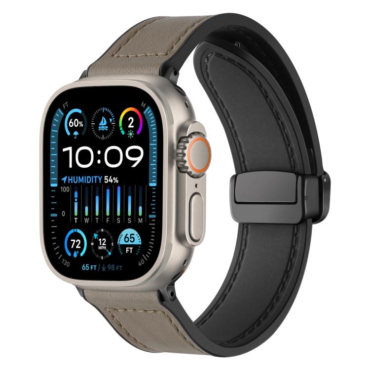xDfind Crazy Horse Pattern Silicone Skin Magnetic Buckle Watch Band, For Apple Watch 42 / 44 / 45 / 46 / 49mm