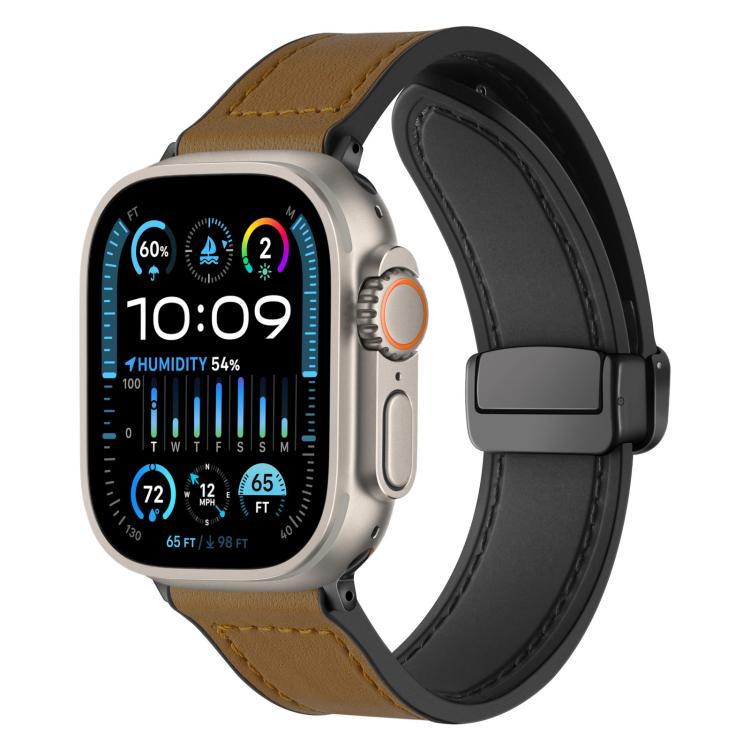 xDfind Crazy Horse Pattern Silicone Skin Magnetic Buckle Watch Band, For Apple Watch 42 / 44 / 45 / 46 / 49mm