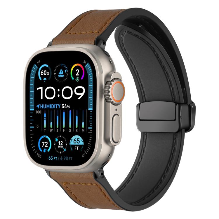 xDfind Crazy Horse Pattern Silicone Skin Magnetic Buckle Watch Band, For Apple Watch 42 / 44 / 45 / 46 / 49mm