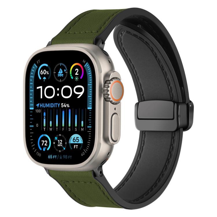 xDfind Crazy Horse Pattern Silicone Skin Magnetic Buckle Watch Band, For Apple Watch 42 / 44 / 45 / 46 / 49mm