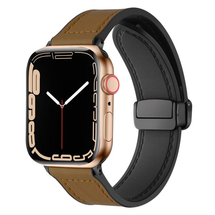 xDfind Crazy Horse Pattern Silicone Skin Magnetic Buckle Watch Band, For Apple Watch 38 / 40 / 41 / S10 42mm