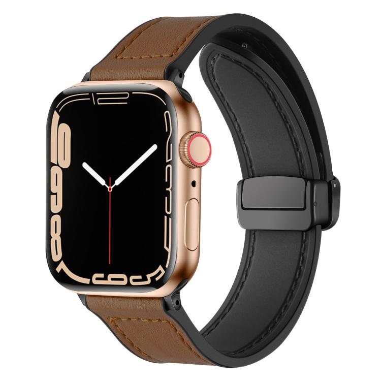 xDfind Crazy Horse Pattern Silicone Skin Magnetic Buckle Watch Band, For Apple Watch 38 / 40 / 41 / S10 42mm
