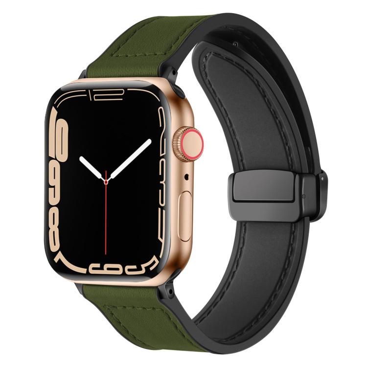 xDfind Crazy Horse Pattern Silicone Skin Magnetic Buckle Watch Band, For Apple Watch 38 / 40 / 41 / S10 42mm