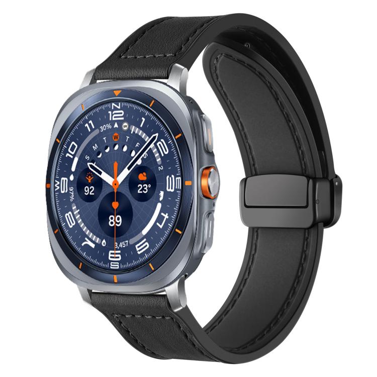 xDfind Crazy Horse Pattern Silicone Skin Magnetic Buckle Watch Band, For Samsung Galaxy Watch Ultra / Ultra 2025