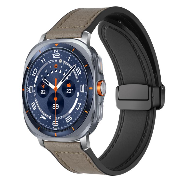 xDfind Crazy Horse Pattern Silicone Skin Magnetic Buckle Watch Band, For Samsung Galaxy Watch Ultra / Ultra 2025
