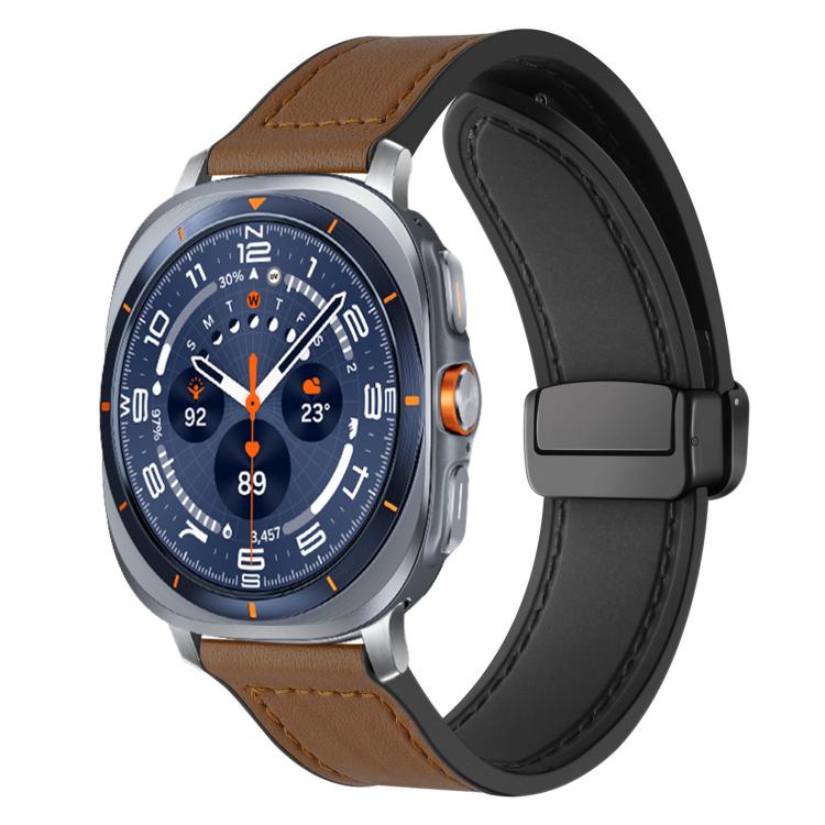 xDfind Crazy Horse Pattern Silicone Skin Magnetic Buckle Watch Band, For Samsung Galaxy Watch Ultra / Ultra 2025