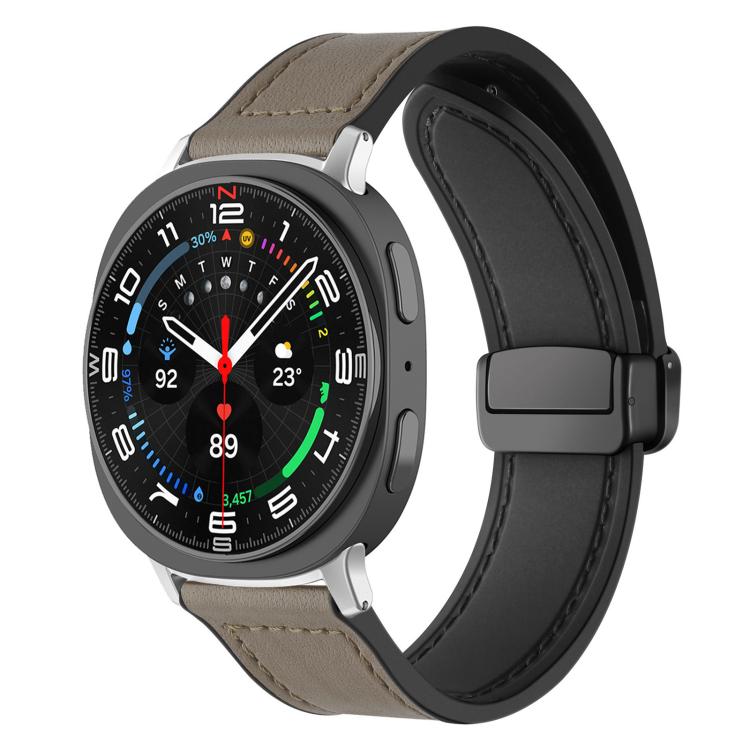 xDfind Crazy Horse Pattern Silicone Skin Magnetic Buckle Watch Band, For Samsung Galaxy Watch8 / 8 Classic