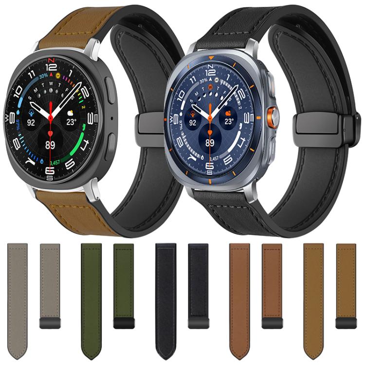 xDfind Crazy Horse Pattern Silicone Skin Magnetic Buckle Watch Band, For Samsung Galaxy Watch8 / 8 Classic