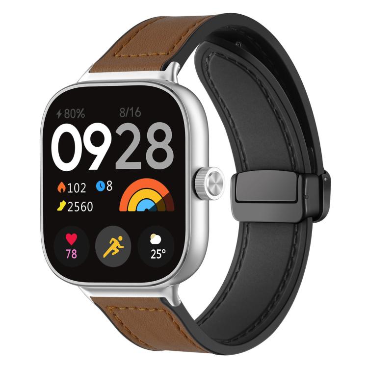xDfind Crazy Horse Pattern Silicone Skin Magnetic Buckle Watch Band, For Xiaomi Smart Band 9 Pro/8 Pro/Redmi Watch 5/4